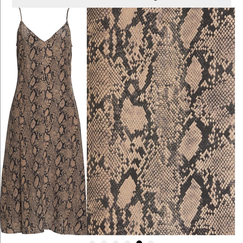 FRAME SNAKE PRINT SILK MIDI EXCELLENT CONDITION, chocolate/ multi